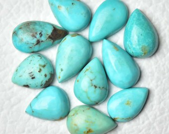 5 Pieces Natural Tibetan Turquoise Cabochons Lot 7x10mm - 9x12mm Pear Shape Cabs Genuine Turquoise Gemstones Cab Smooth Loose Gems C-3925