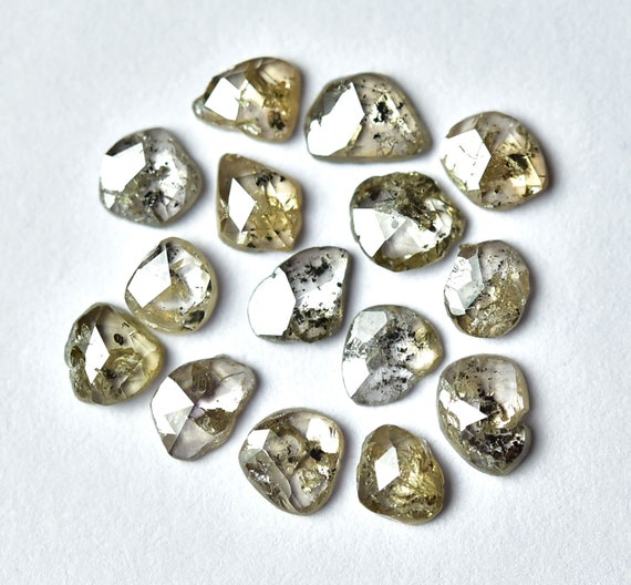 5 Pieces Natual Rose Cut Diamond Slice 2.5x3.5mm - 3x3.5mm Loose Brown Salt and Pepper Faceted Odd Shape Diamonds Slices For Jewelry C-21919