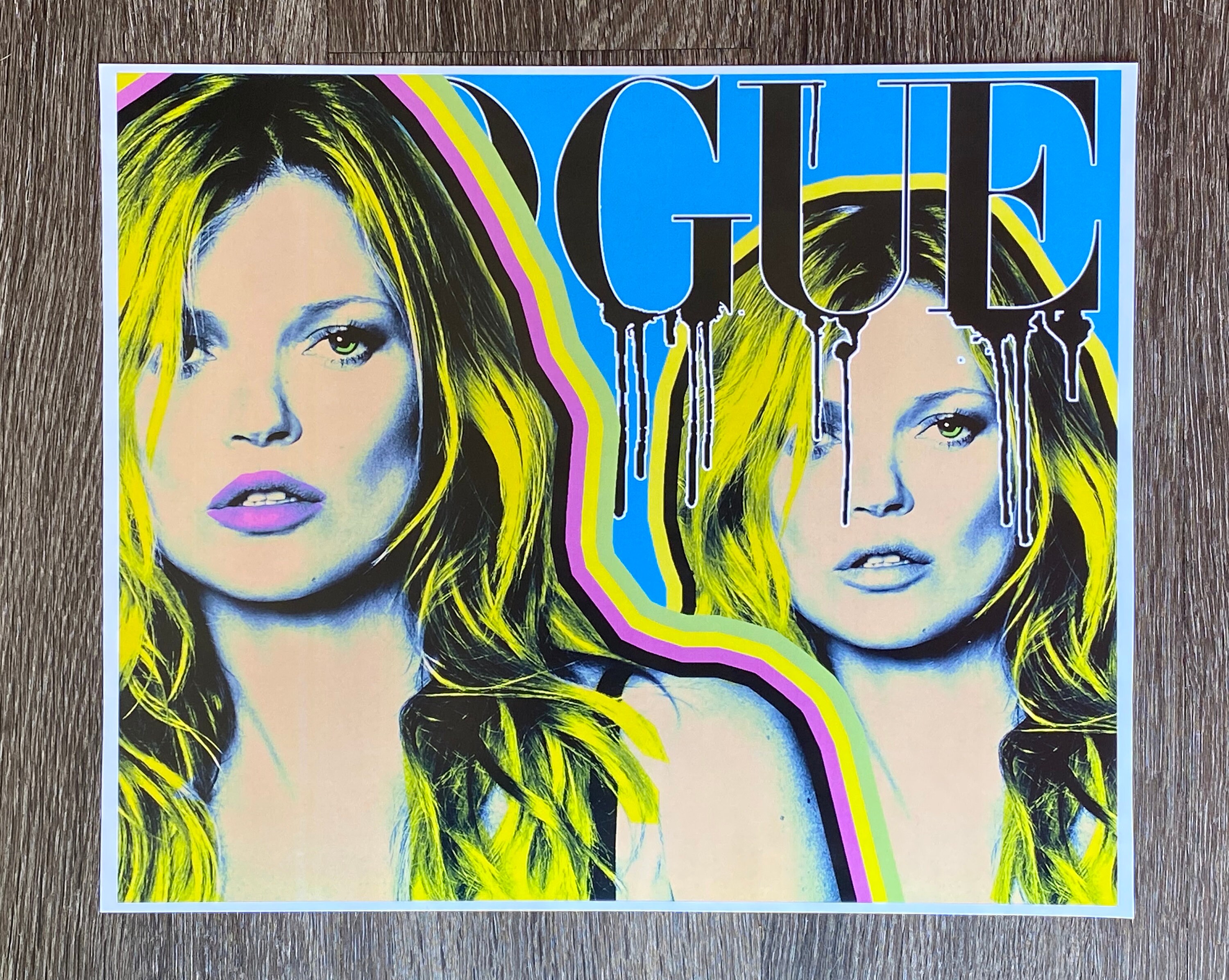 KATE MOSS VOGUE graphic art print 90s fashion model Etsy