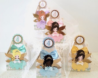 Fairy Pixie favor boxes/ Fairy Party Decorations/Fairy Pink Flower Favor Boxes