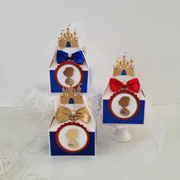 Snow White Gold Silhouette Favor Boxes/ Snow White Party Decorations/Snow White Castle Favor Boxes