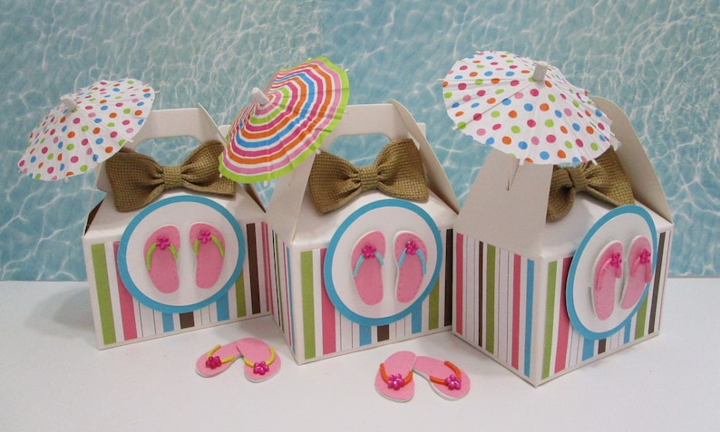 Girl Favor Boxes Pool Party Favor Boxes Beach Party Totes Qty 10 Beach Favor Pool Party Favors Favor Boxes Beach Party Favor Boxes