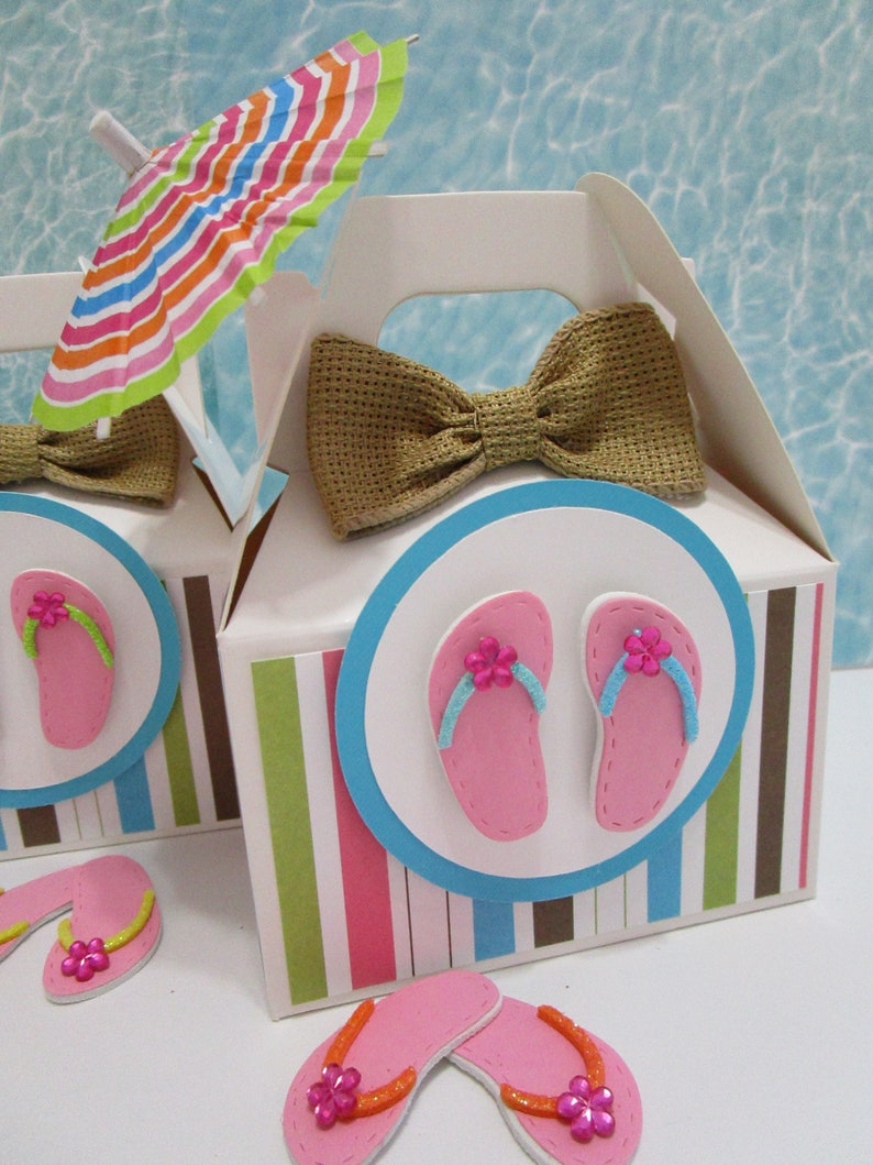 Girl Favor Boxes Pool Party Favor Boxes Beach Party Totes Qty 10 Beach Favor Pool Party Favors Favor Boxes Beach Party Favor Boxes