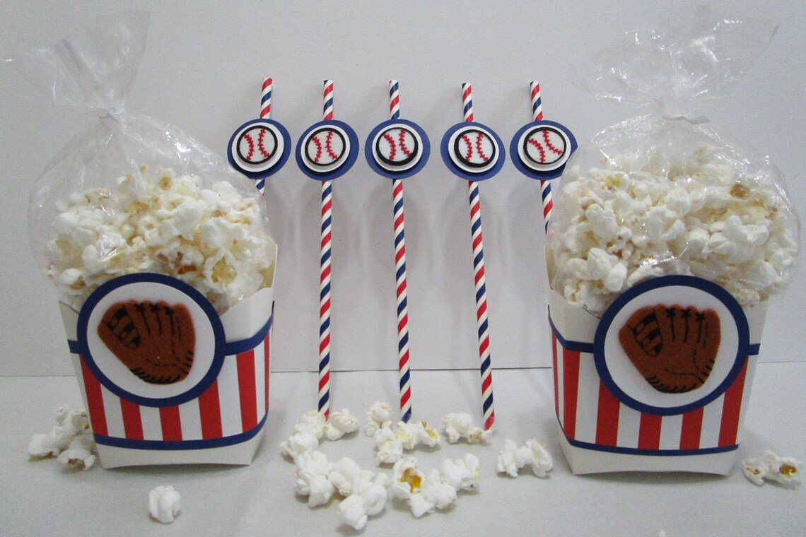 Baseball Favor Boxes Baseball Party Favors Baseball Popcorn Etsy