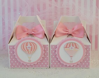 Hot Air Balloon Favor Boxes Pink Hot Air Balloon Favor Boxes, Blue Hot Air Balloon Favor Boxes.