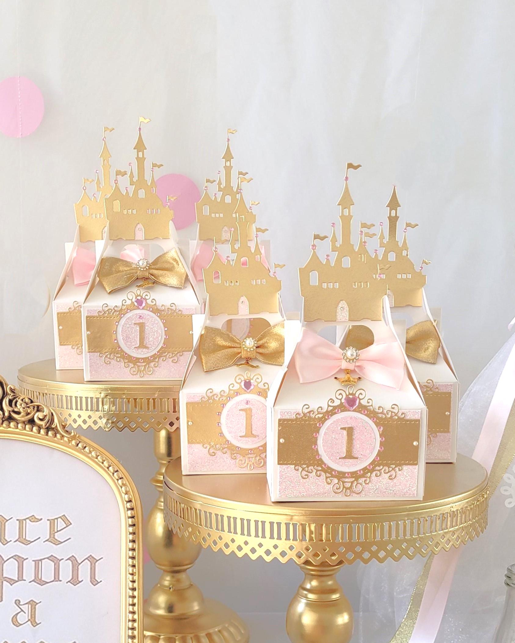 Personalized Princess Castle Favor Boxes: Pink & Gold Birthday Party - Etsy
