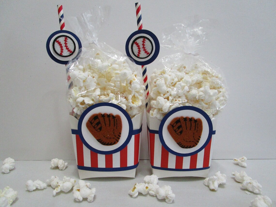 Baseball Favor Boxes Baseball Party Favors Baseball Popcorn Etsy