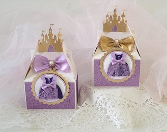 Rapunzel Dress Favor Box/ Rapunzel Party Decorations/ Rapunzel Purple Favor Boxes.