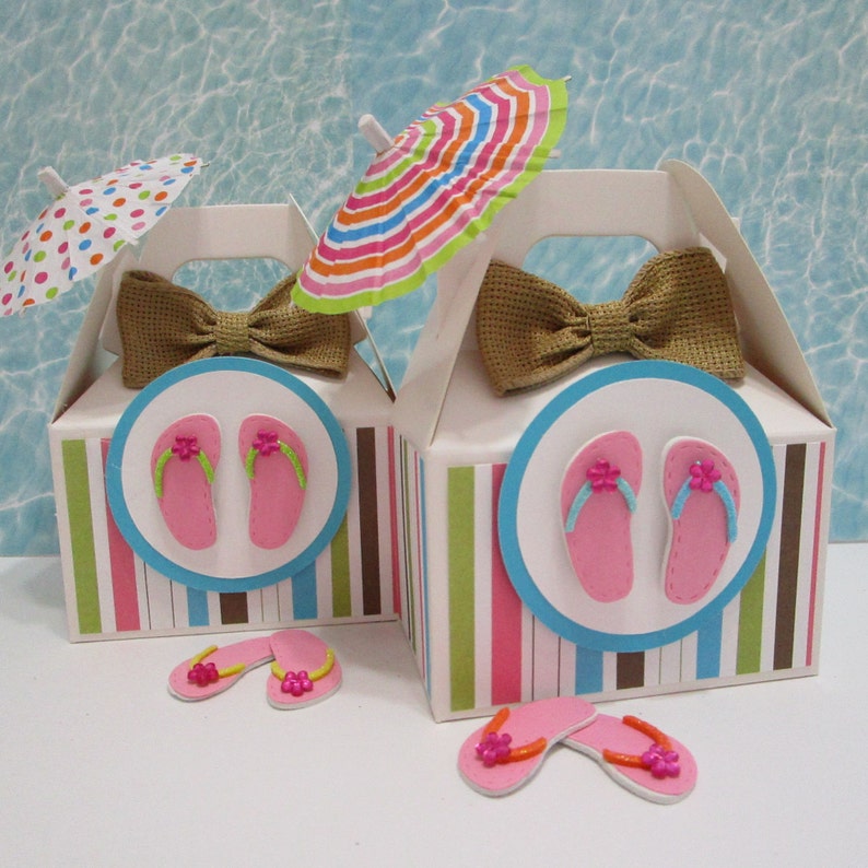 Girl Favor Boxes Pool Party Favor Boxes Beach Party Totes Qty 10 Beach Favor Pool Party Favors Favor Boxes Beach Party Favor Boxes