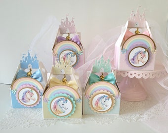 Unicorn Rainbow Favor Boxes/ Unicorn and Castle Party Favors/ Unicorn Party Decorations.