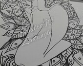 Items Similar To Kleurplaat Engel Bloemen Zentangle Muurdecoratie