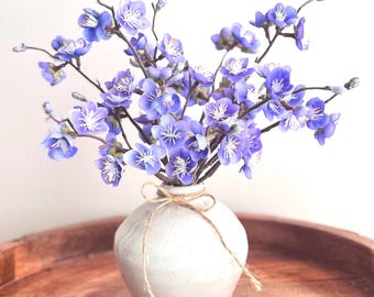 Spring Table Decor, Small Faux Purple Floral Arrangement, Plum Blossom Accent
