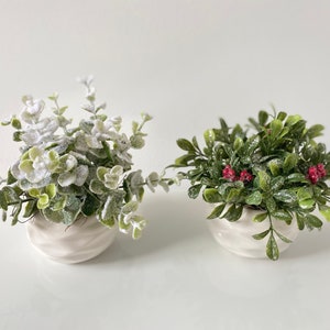 Christmas Table Centerpiece, Small Winter Arrangement, Tiered Tray Decor, Boxwood And Eucalyptus Arrangement