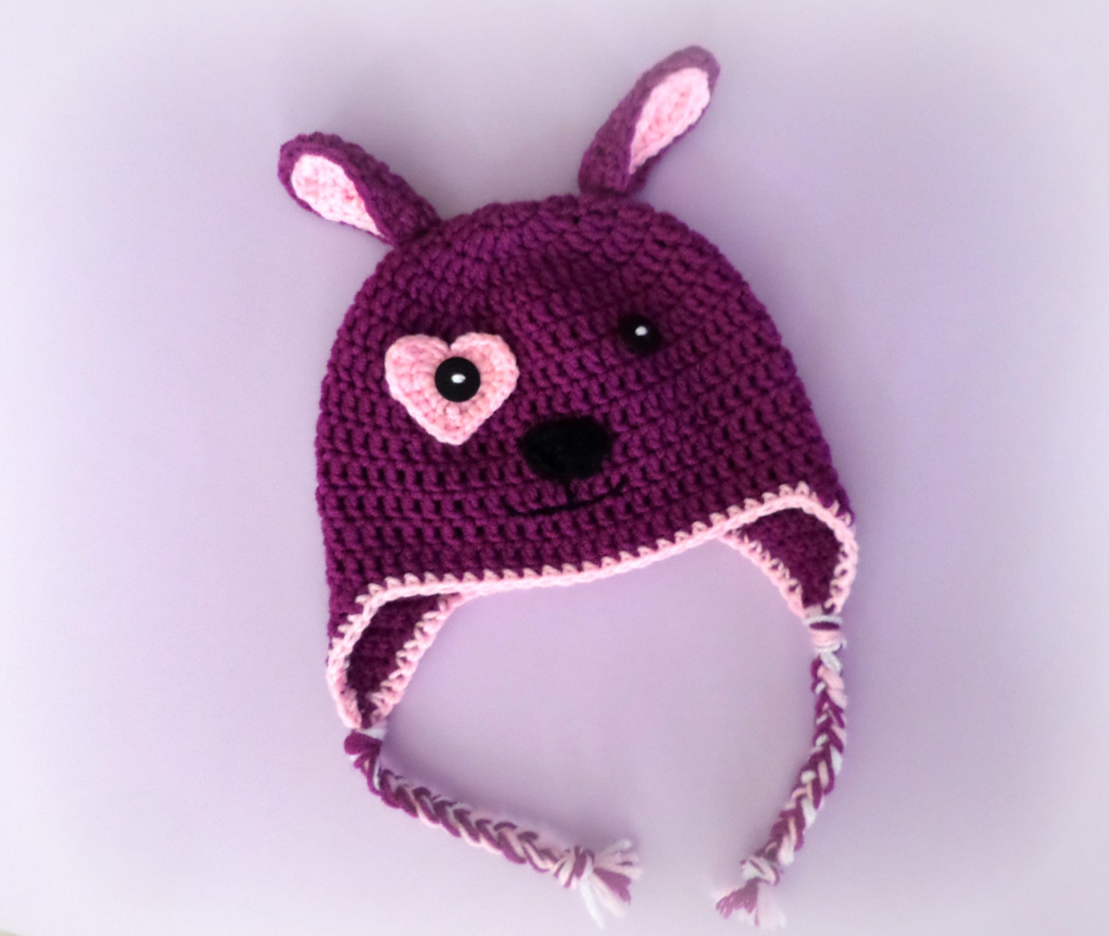 Handmade Crochet Hat Bunny Hat Grey or Purple Hat READY TO Etsy