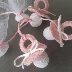 Miniature Crochet Handmade Baby Pacifier Favor/ Pacifier Baby Shower Favors, Thakyou gift for newborn baby