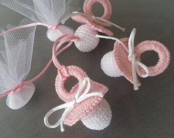 Miniature Crochet Handmade Baby Pacifier Favor/ Pacifier Baby Shower Favors, Thakyou gift for newborn baby
