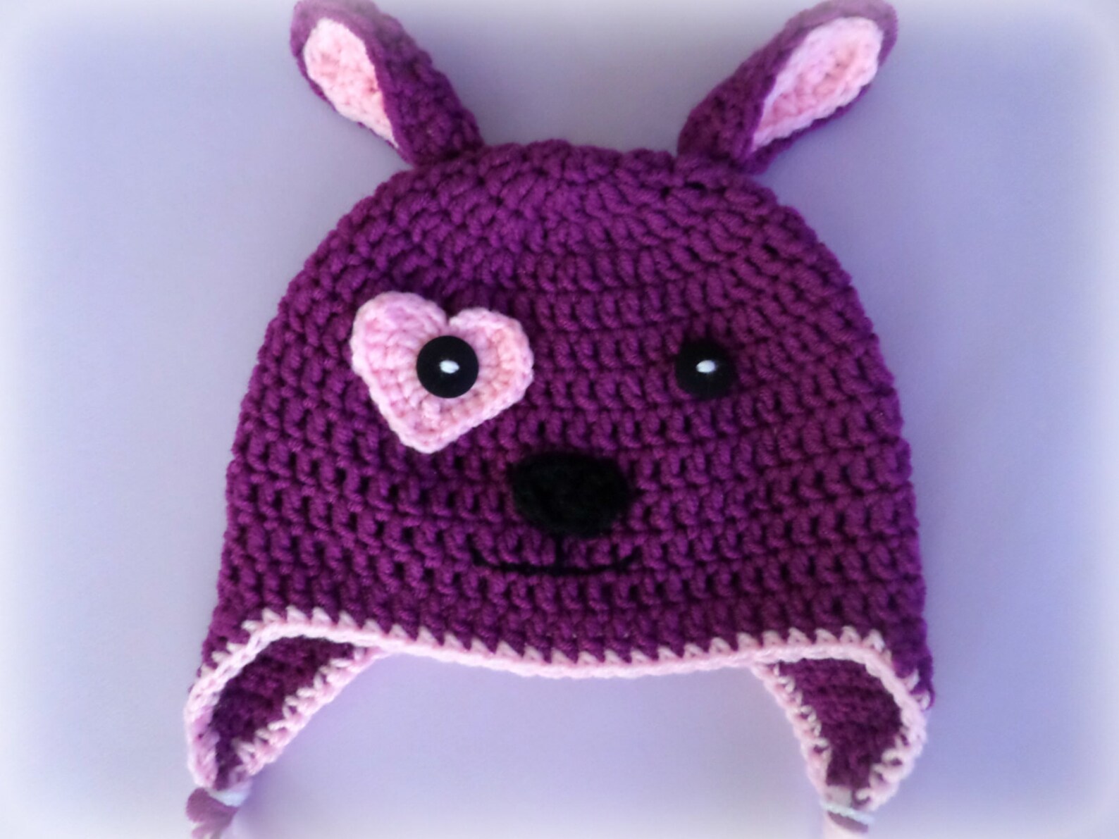 Handmade Crochet Hat Bunny Hat Grey or Purple Hat READY TO Etsy
