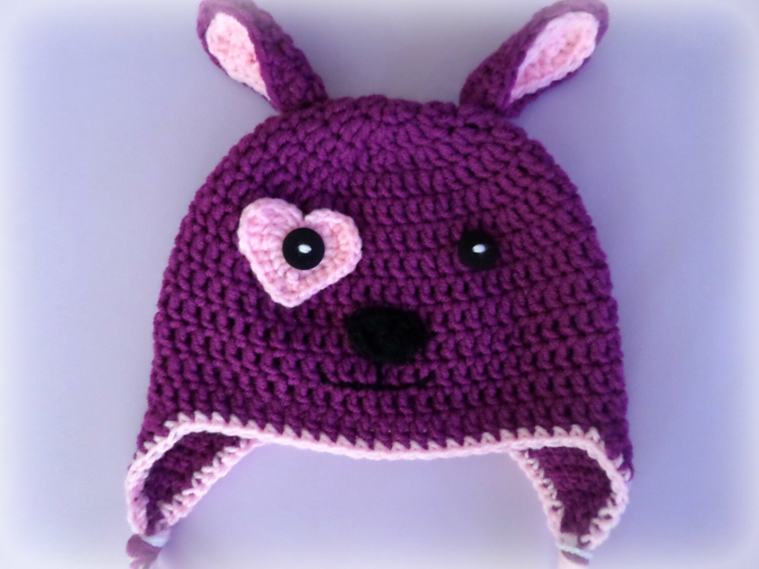 Handmade Crochet Hat Bunny Hat Grey or Purple Hat READY TO Etsy