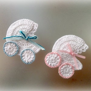 Gehäkelte Applikation für Kinderwagen / Buggy / Kinderwagen / perfekt für Bomboniere, Babyparty, Dekoration,