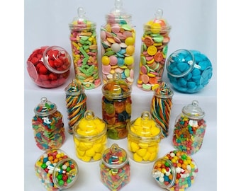 15 pots de bonbons en plastique pour buffet de bonbons vraiment sucrés, table sucrée, mariage, fête