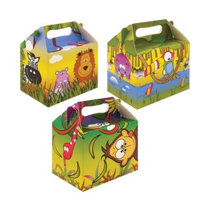 Boîtes de nourriture de fête Déjeuner de la jungle Repas d'anniversaire pour animal Célébration de l'événement Safari Butin en carton Idéal pour la nourriture de fête, l'emballage d'artisanat, le cadeau