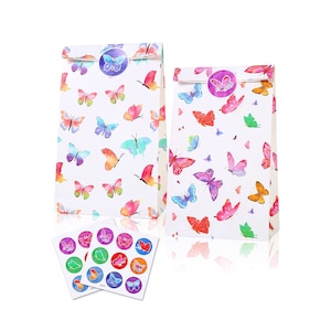Sacs-cadeaux de fête en papier pour papillon Garden Party d'été avec joints autocollants Idéal pour les sacs-cadeaux de faveurs, emballage artisanal ou nourriture de fête
