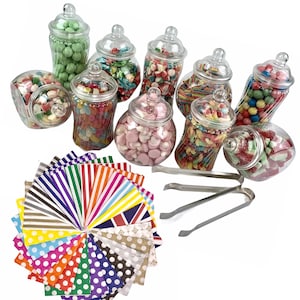 Plastic pot Feestpakket 10 schattige potten 2 tangen 50 zakken (kleurkeuze) Voeg snoep toe om een unieke Candy Cart-tafel te creëren voor een bruiloftsfeest