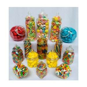 15 pots de bonbons en plastique pour buffet de bonbons vraiment sucrés, table sucrée, mariage, fête