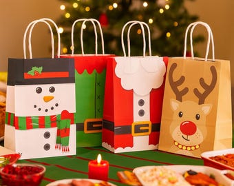 Christmas Gift Bags With Handles Festive Paper Party Bag Kids Small Novelty Present Paper Party Loot Bag
