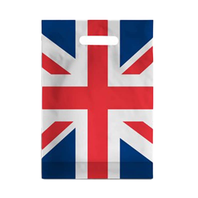 Union Jack Patterned Plastic bags for Gift Stores, Boutiques, Clothing Outlets, Market Stalls, Packaging 