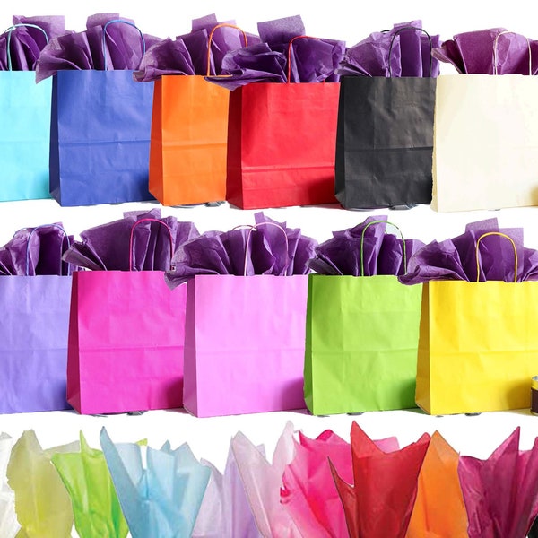 15x Twisted Handled Premium Italian Paper Carrier Bags & Tissue Paper Party Gifts. Special Occasions, Christmas Parties, fairs, Weddings
