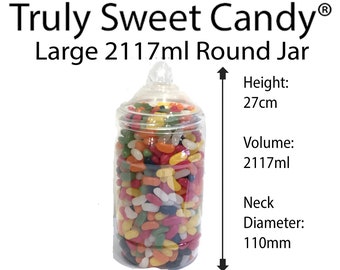 2117ml Large Round Retro Plastic Storage Jars - You chose quantity. Ideal for Craft, Food, Garage storage/organisation or Party favours.
