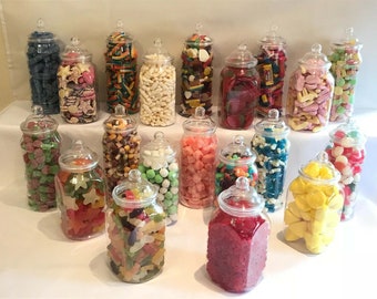 Pots de bonbons en plastique Légères secondes 995 ml et 970 ml 10 à 100 pots en plastique pour buffet de bonbons Cadeau de fête de mariage Pots de bonbons Kit de 10 ou 20 pots