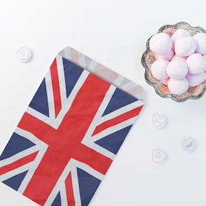 5" x 7" Union Jack Paper Bags for candy, sweets, favours, patriotic party, cake, gifts, Christmas etc