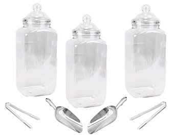 Victorian Style Plastic Sweet Jars, Candy Buffet Kit, 4.5L, Set of 3