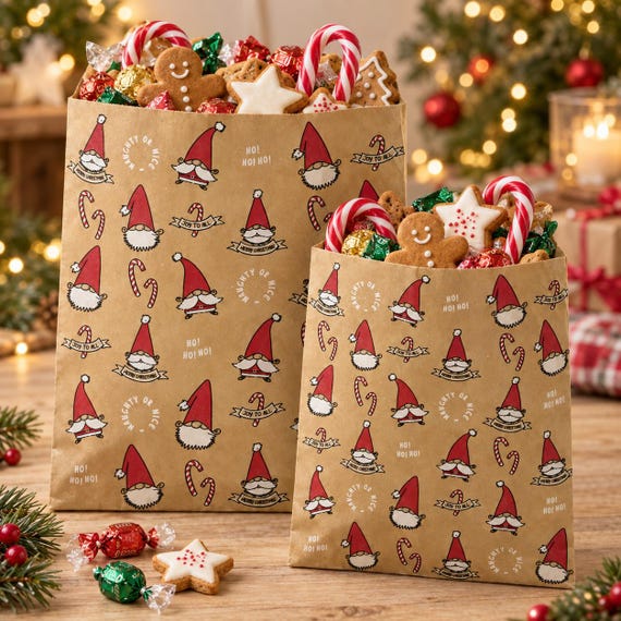 Christmas Paper Sweet Bags Smiling Santa Gonk Counter Bag Gift Treat Party Bags
