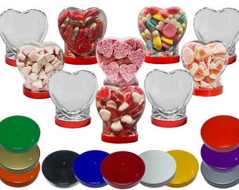 Kunststoff süßen Glas herzförmige Kunststoff Vorratsdose Ideal für Valentine Mutter Candy Craft Küche Lagerung mit Schraubverschluss Deckel