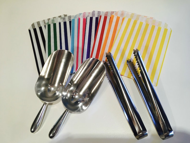 10 Vintage Plastic Sweet Jars 2 Tongs and 50 Bags 11 Colours Etsy UK
