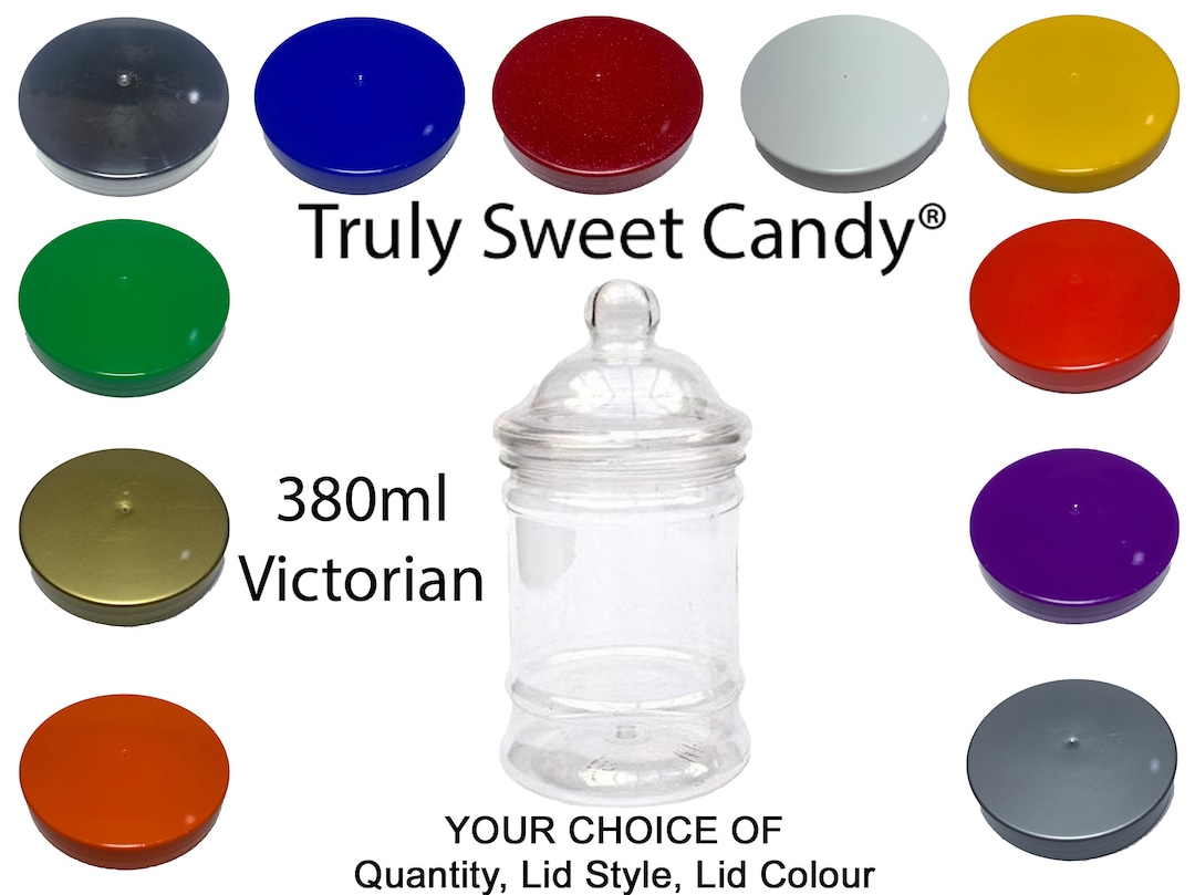 380ml Plastic Storage Jars With Choice of Quantity, Lid Colour and Lid