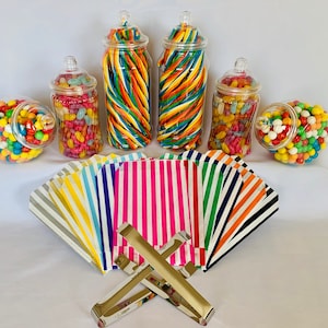 Feestpakket plastic snoeppot 6 potten, 2 tangen, 50 zakken (kies de kleur) Creëer een echt zoet snoepbuffet voor je feest, bruiloft of evenement