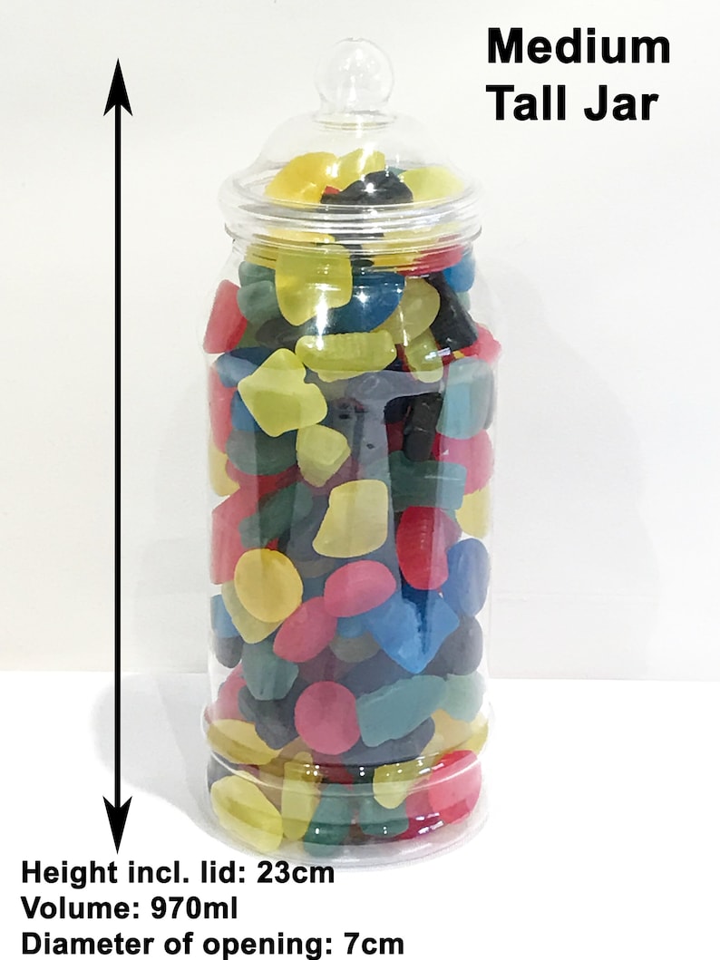Vintage Plastic Sweet Jars 12 Jars, 2 Scoops, 2 Tongs and 100 bags 11 Colours Candy Table, Sweet Table, Sweet Buffet image 5