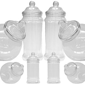 8 Victorian and Spherical Mixed Retro Food Grade Plastic Sweet Candy Jars for Truly Sweet Candy Buffet, Sweet Table, Party Favours