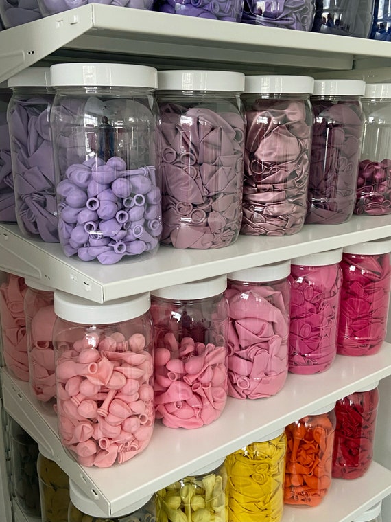 Balloon Storage Jars Plastic With Your Choice of Lid Colour, Style