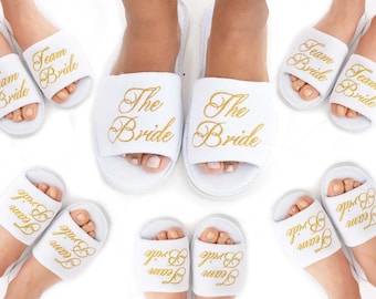 Team Bride Iron On Transfer Vinyl for Slippers Bridesmaid Bride sold by pair 