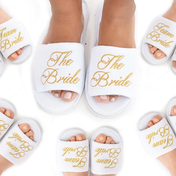 Bridal Party Slippers, Spa Slippers, The Bride, Team Bride, Wedding Hen Party Hen Weekend Favours 1-11 Pairs
