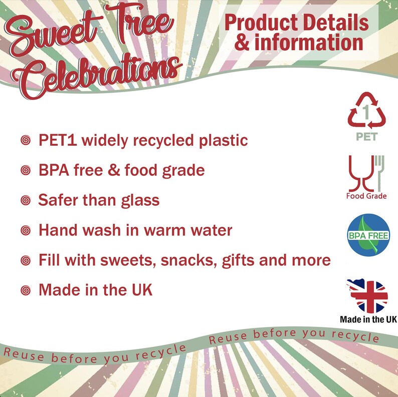 Plastic Sweet Jar Party Pack 19 Jars 7 Styles 2 Tongs 2 Scoops 100 Bags