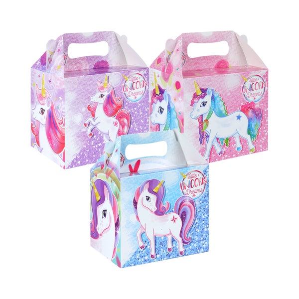 Boîtes de nourriture de fête Fête d'anniversaire de licorne Butin de l'événement Boîte de bonbons Boîte cadeau Rêves de petite licorne Boîte de pique-nique Boîte à lunch