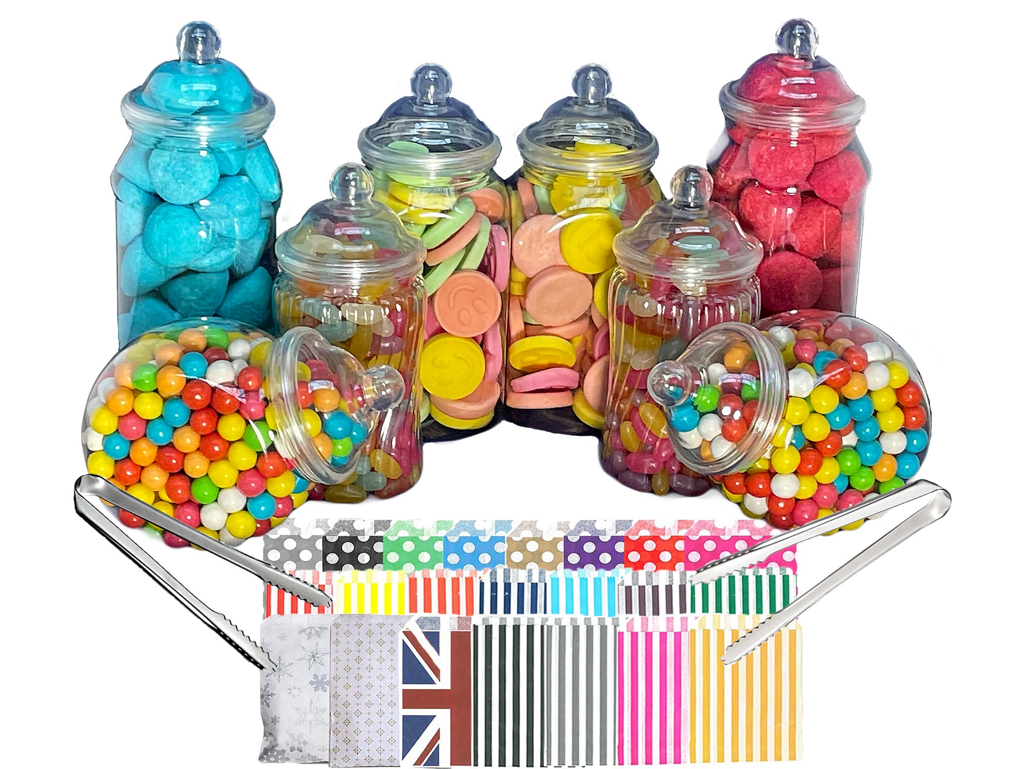 14 tarros de plástico para dulces, 7 estilos, 2 pinzas, 50 bolsas para  Truly Sweet Candy Buffet -  México