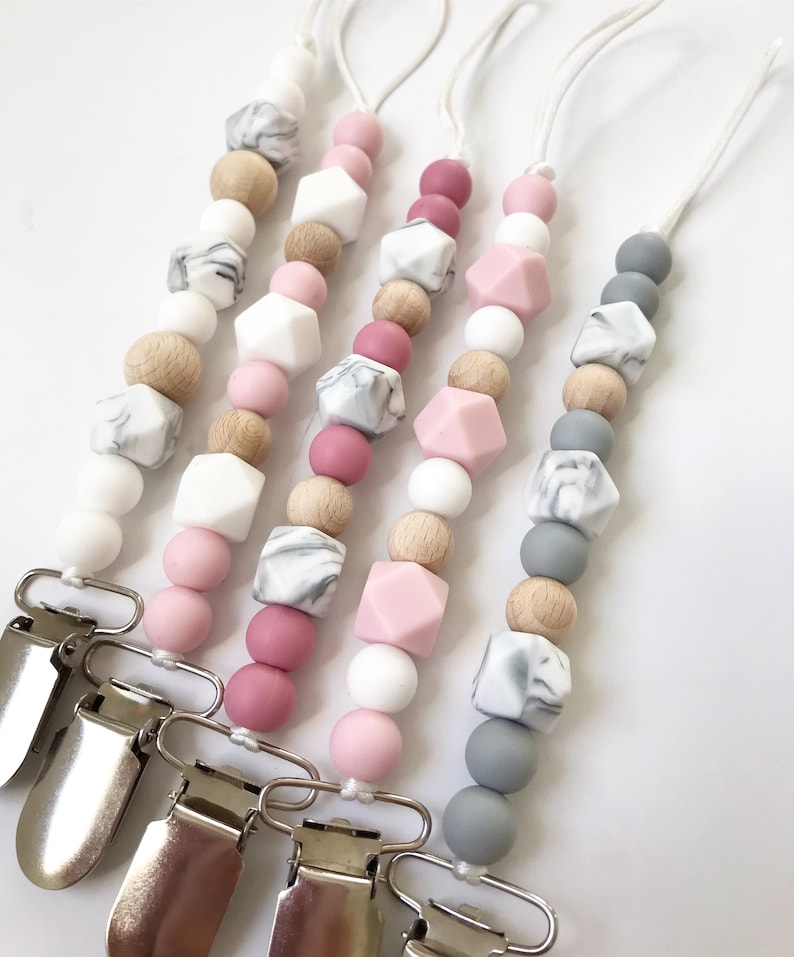 Beaded Pacifier Clip Silicon Beads Wooden Beads Pacifier Etsy
