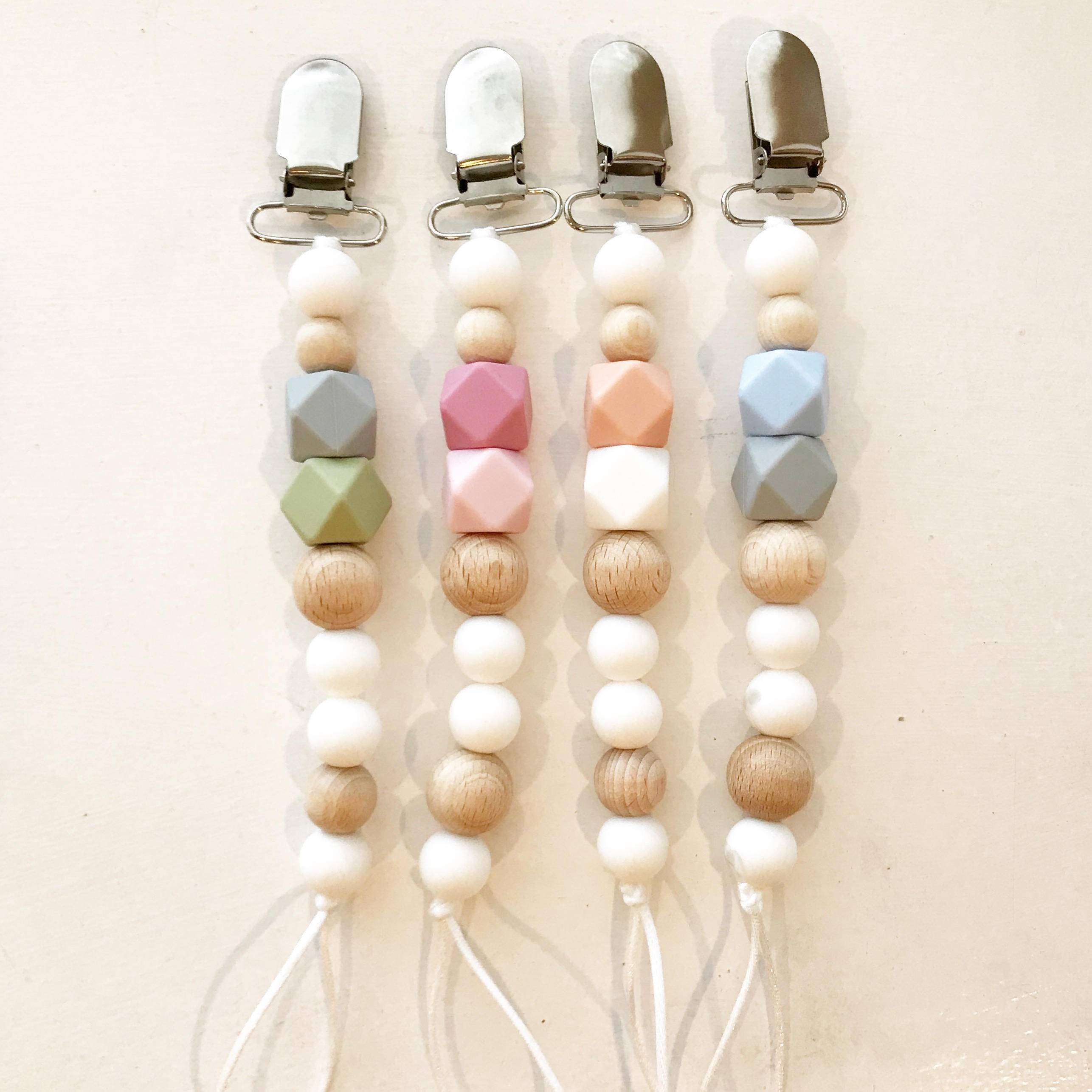 Beaded Pacifier Clip Silicon Beads Wooden Beads Paci Etsy